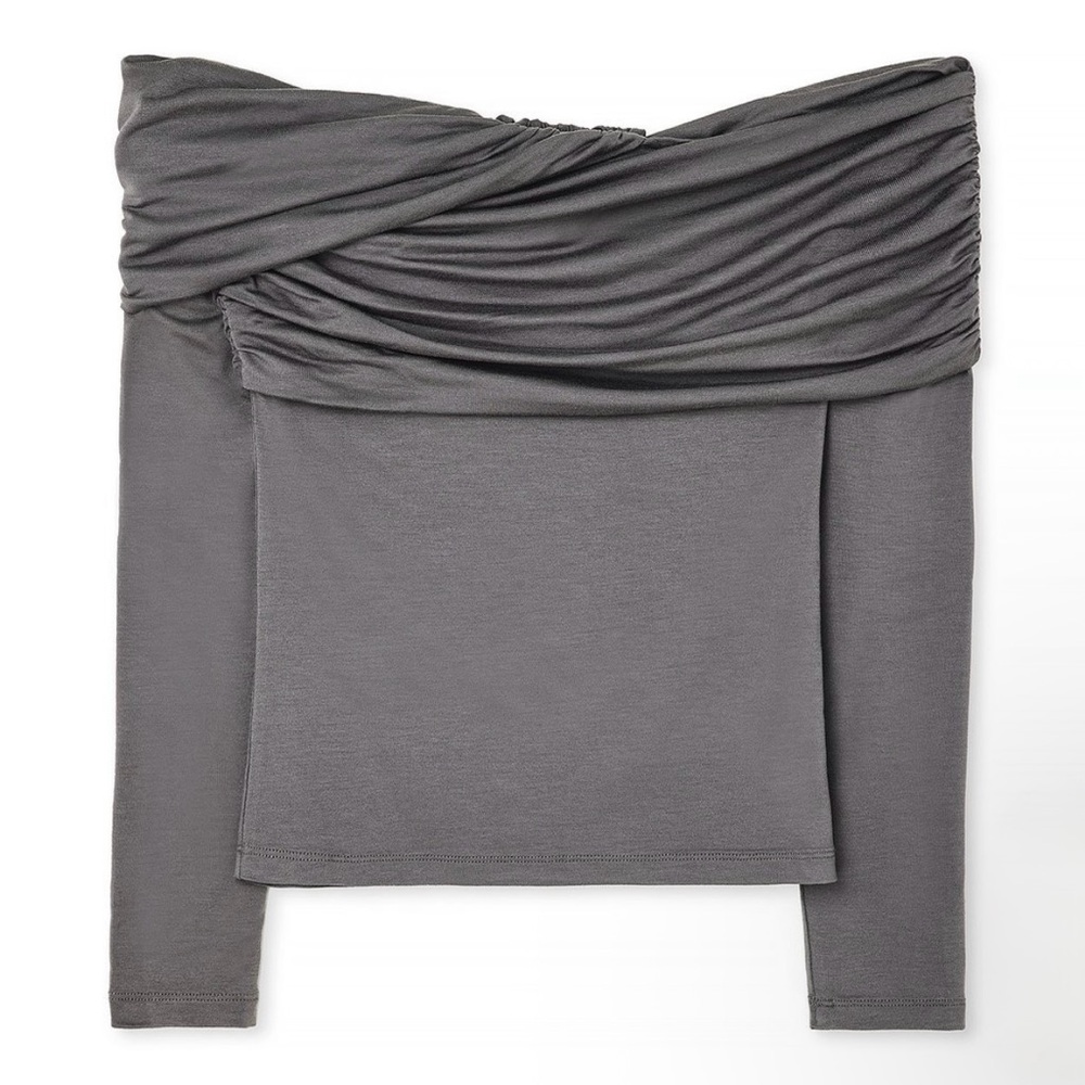 Elegant Gray Long Sleeve Women's Top